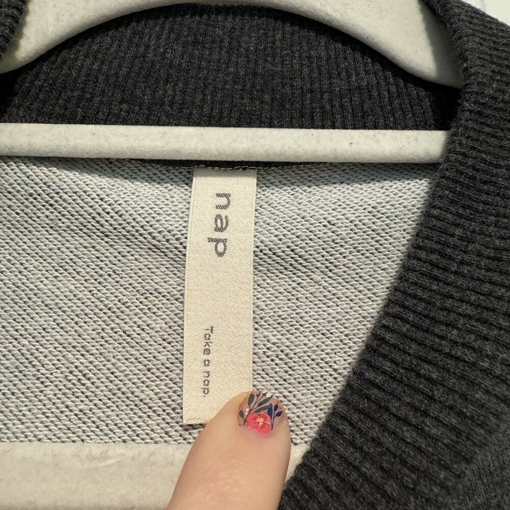 NAP Gray Terry Boxy Sweatshirt Drawstring Waist Size Medium - Picture 5 of 8